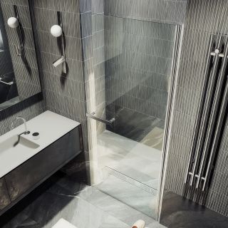 Душевая дверь MaybahGlass MGD-448-5 90см хром матовый/прозрачный